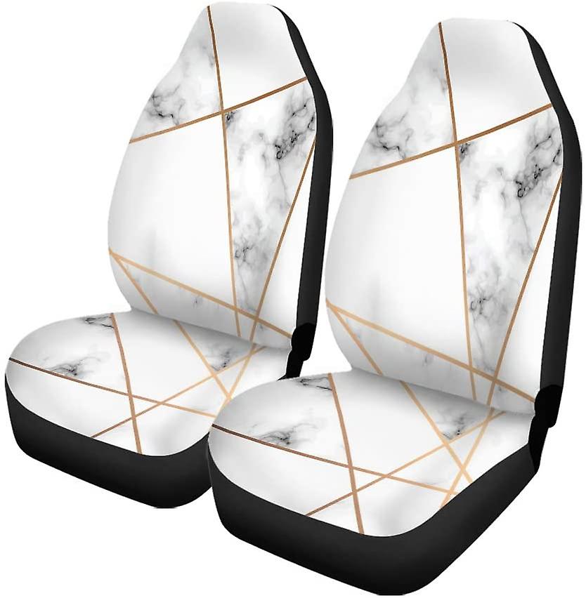 Set Of 2 Car Seat Covers Geometric Marble Universal Auto Front Seats Protector Fits For Car，suv Sedan，truck