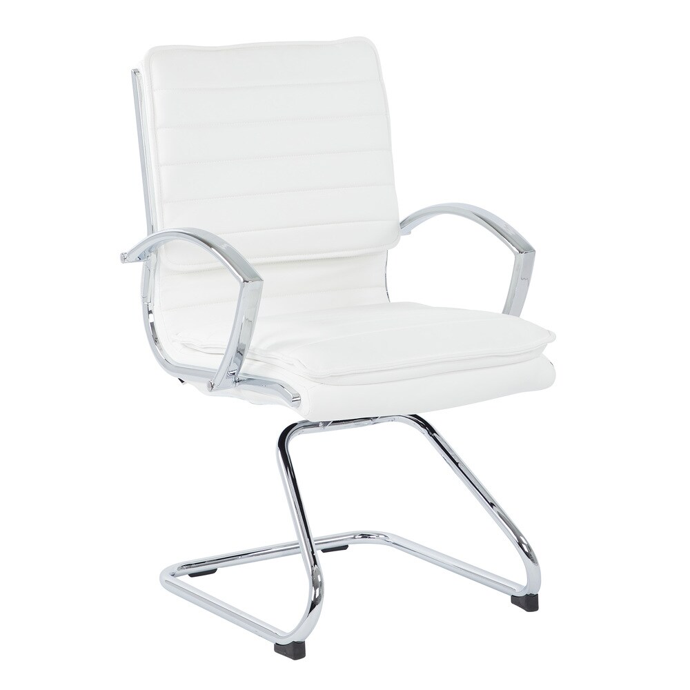 Guest Professional Faux Leather Chair with Chrome Sled Base and Removable Sleeves