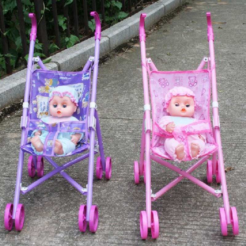 lzndeal Stroller Plastic Children Pram Pushchair Toy Play Set for Garden Outdoors Supermart Safe Baby Dolls Carriages