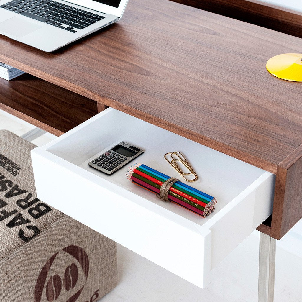 Junction Desk in Walnut and White