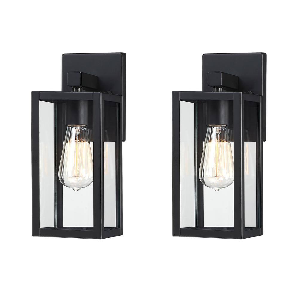 Hukoro Martin 1-Light Matte Black Outdoor Wall Lantern Sconces (2-Pack) F87702-BK