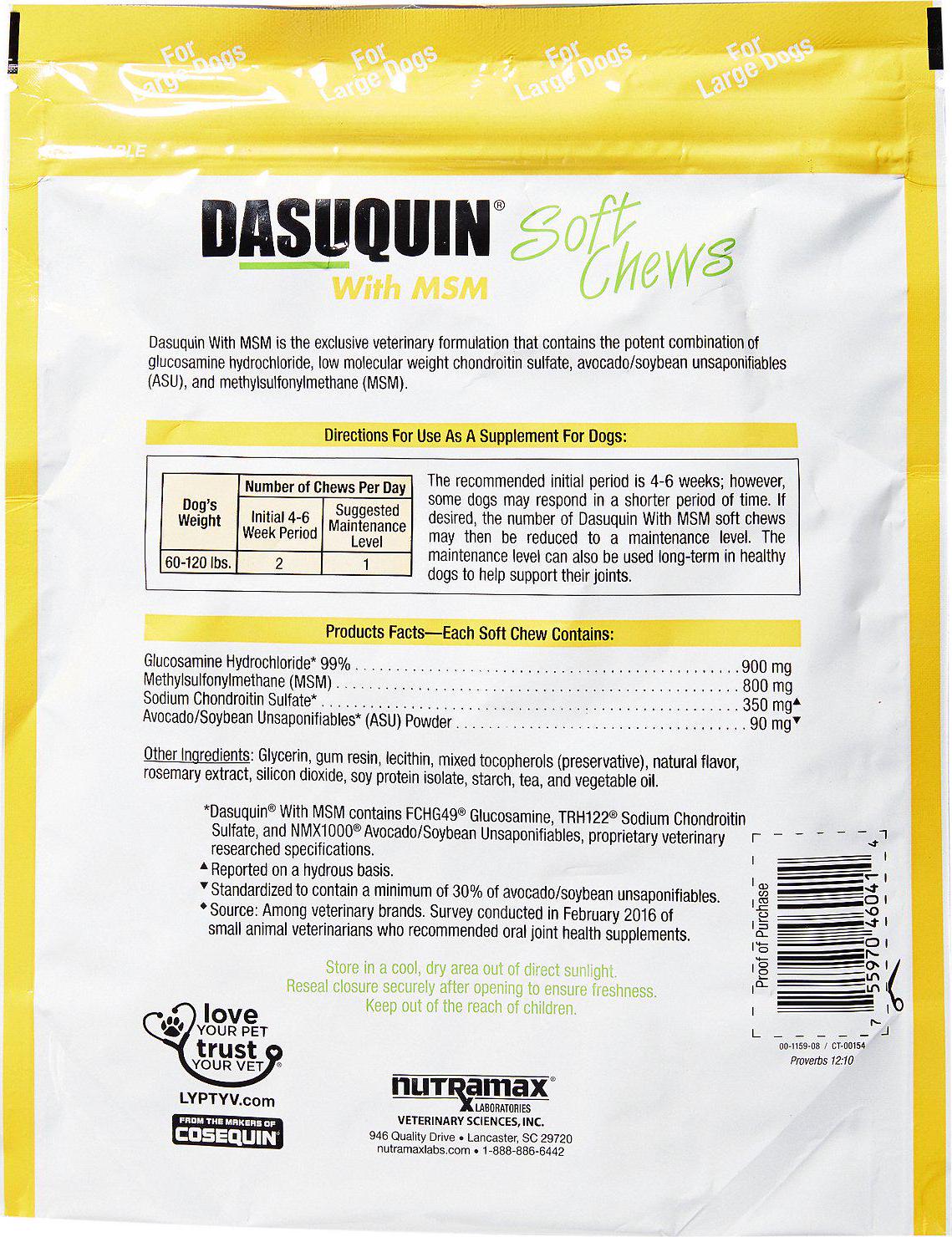 Nutramax Dasuquin with MSM Joint Health Supplement for Large Dogs 150 Soft Chews  Crowdfused