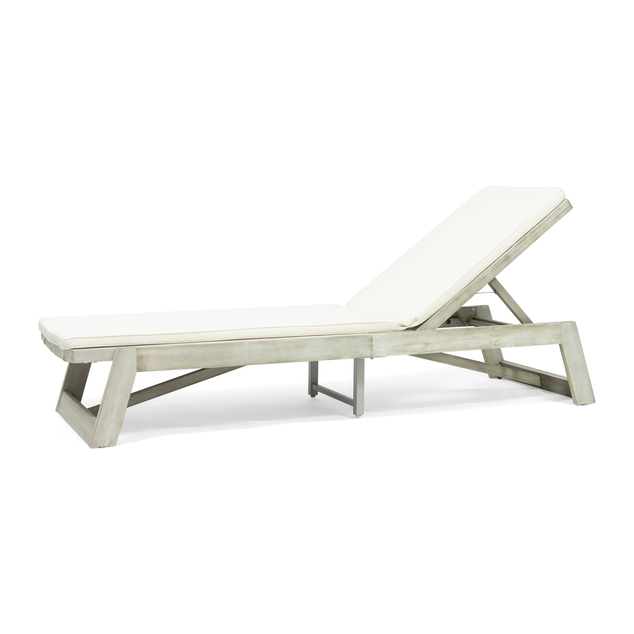 Adelaide Outdoor Acacia Wood Chaise Lounge and Cushion Set