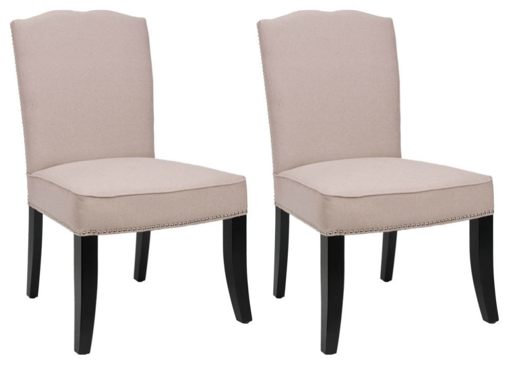 Dillen 18 quotH Linen Side Chair Nickel Nail Heads  Set of 2  Taupe   Transitional   Dining Chairs   by V.S.D Furniture  Houzz