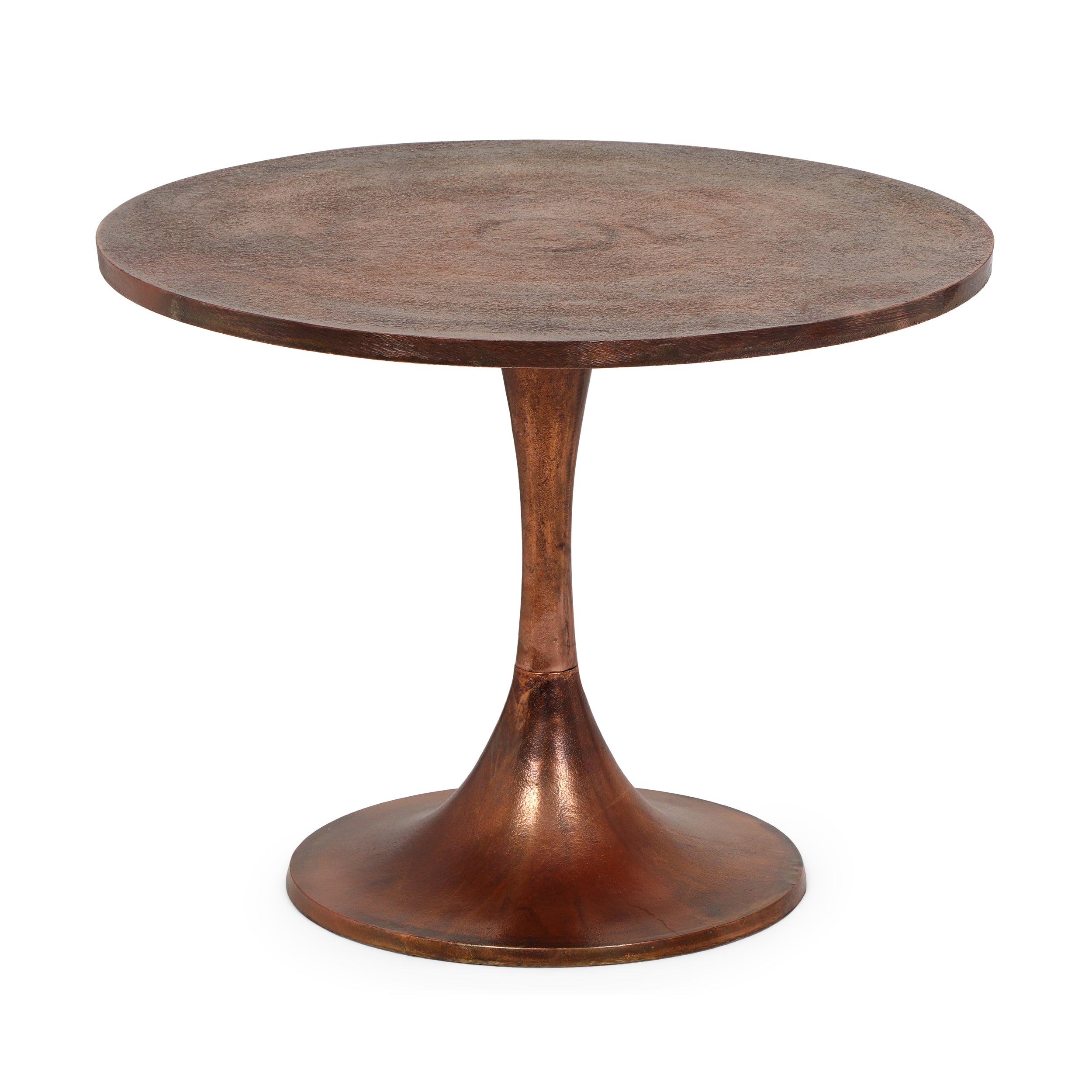 Elliston Boho Handcrafted Aluminum Tulip Accent Table, Burnt Copper