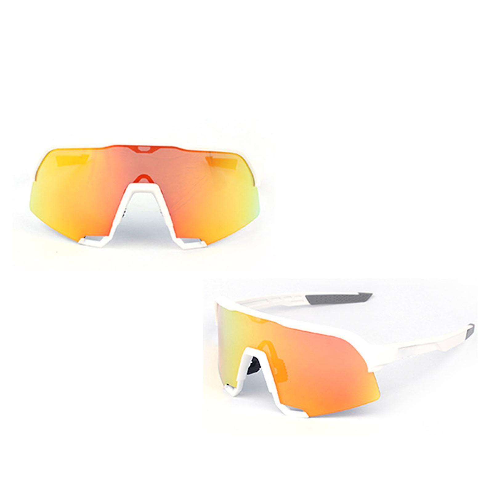 Cycling Sunglasses Lens Nose Support Adjustable Windproof Sandproof Uv Proof Sports Glasses White Frame