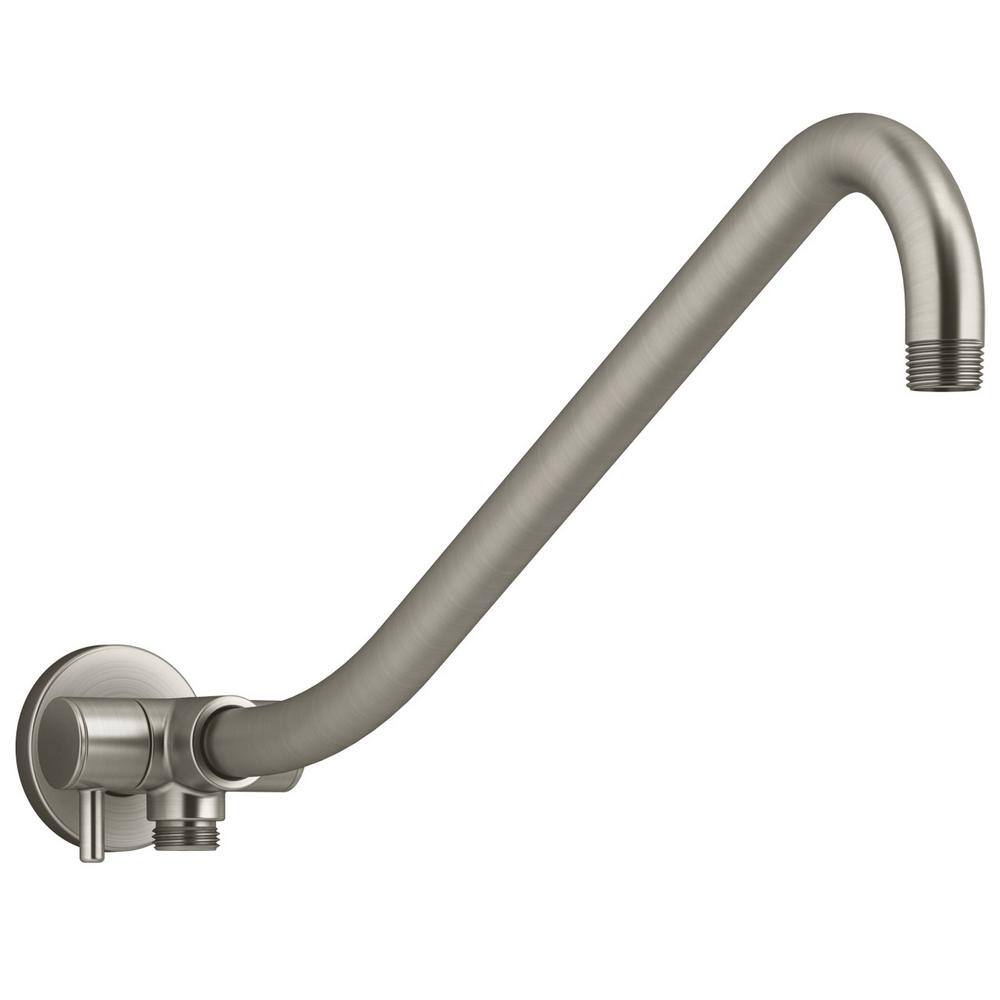 KOHLER Gooseneck Rainhead Shower Arm with 3-Way Diverter in Vibrant Brushed Nickel K-76336-BN