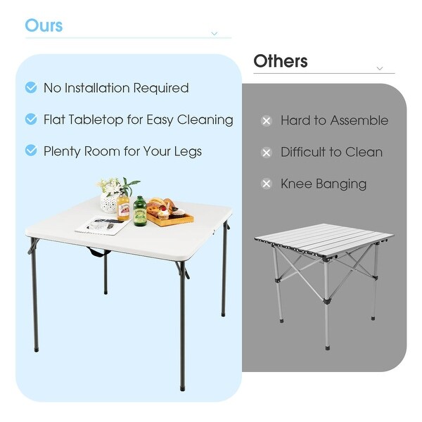 Folding Camping Table with AllWeather HDPE Tabletop and Rustproof Steel Frame