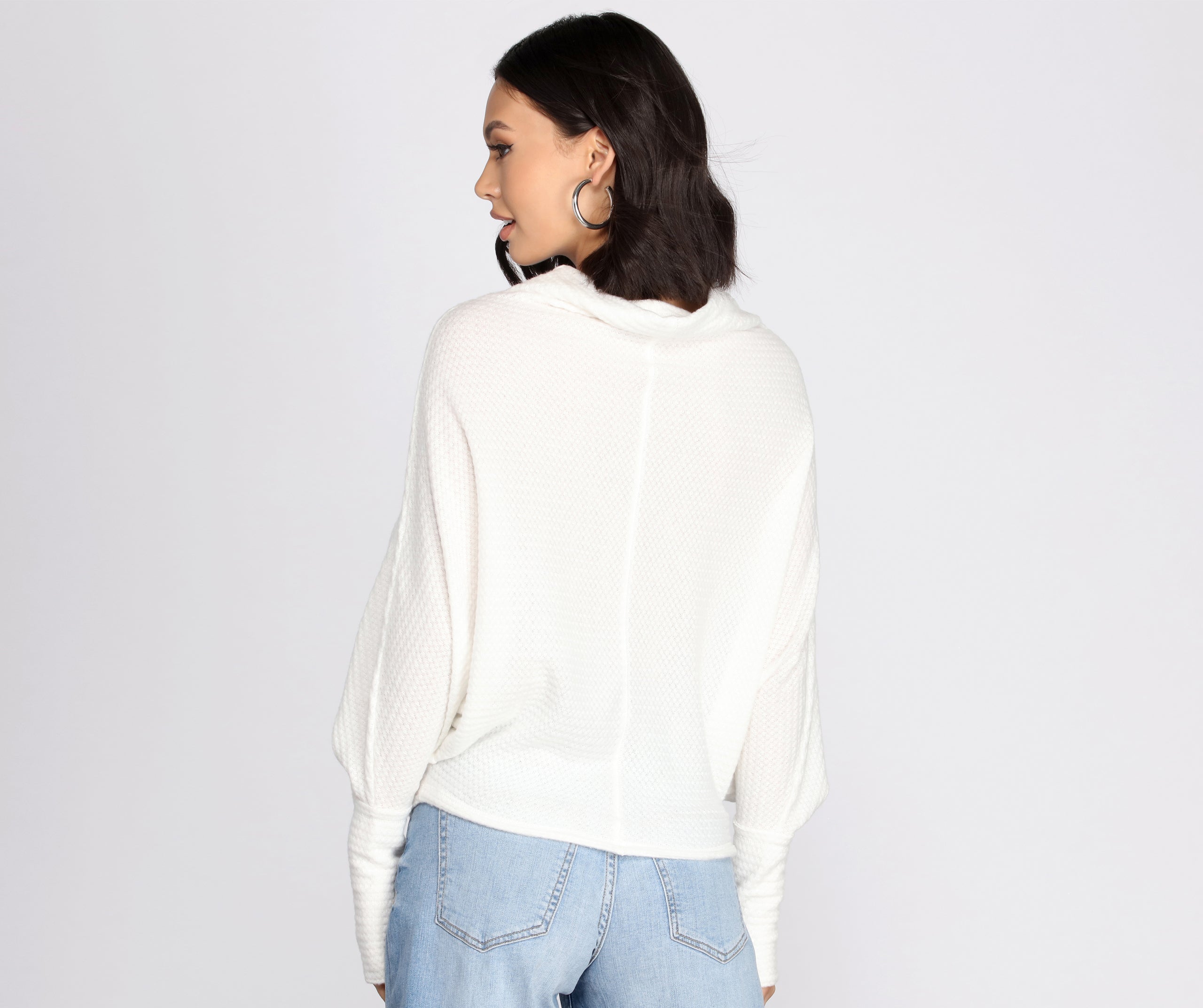 Cowl Neck Dolman Sleeve Top