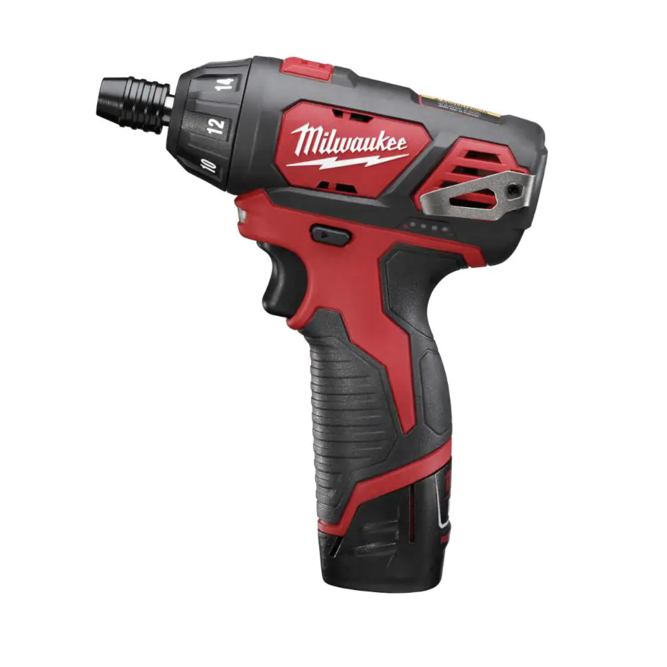 Milwaukee M12 12V Lithium-Ion Cordless 1/4 in. Hex Screwdriver Kit with Two 1.5Ah Batteries， Charger and Tool Bag