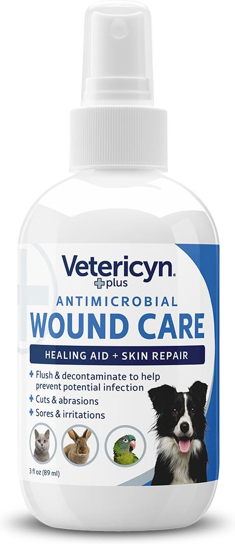 Vetericyn Plus Antimicrobial Wound Care Spray for Dogs， Cats， Horses， Birds and Small Pets