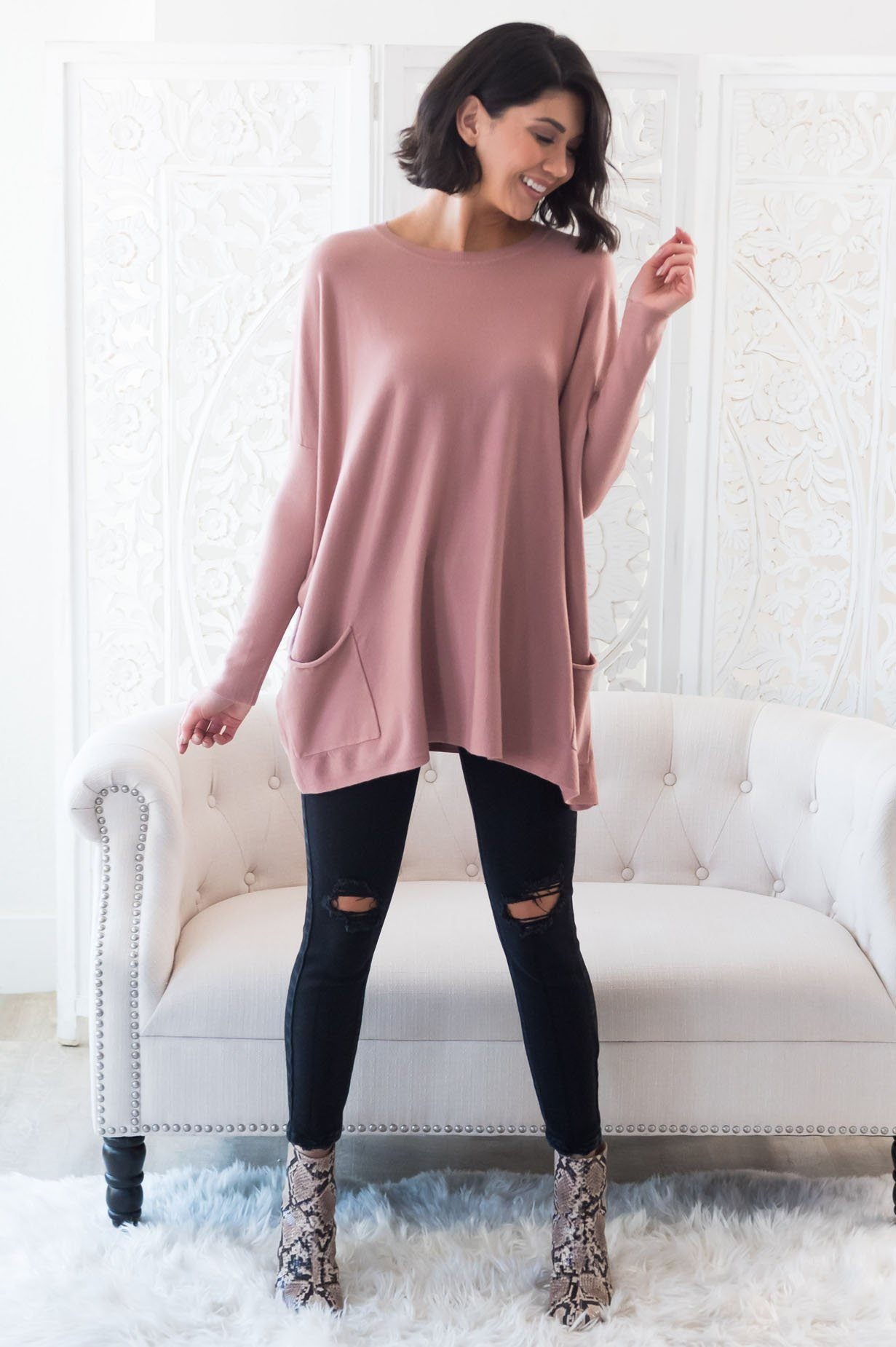 Casual Chic Modest Oversize Sweater