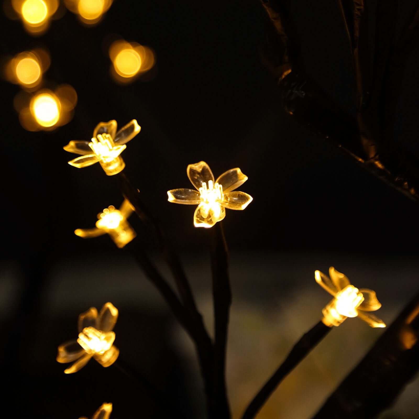 2 Pack Black Cherry Blossom Tree Centerpieces, Battery Operated Lights 36 Warm White LEDs