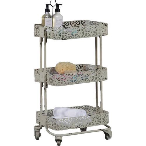 Linon Metal Three Tier Cart Cream 29 inches Tall  Crowdfused