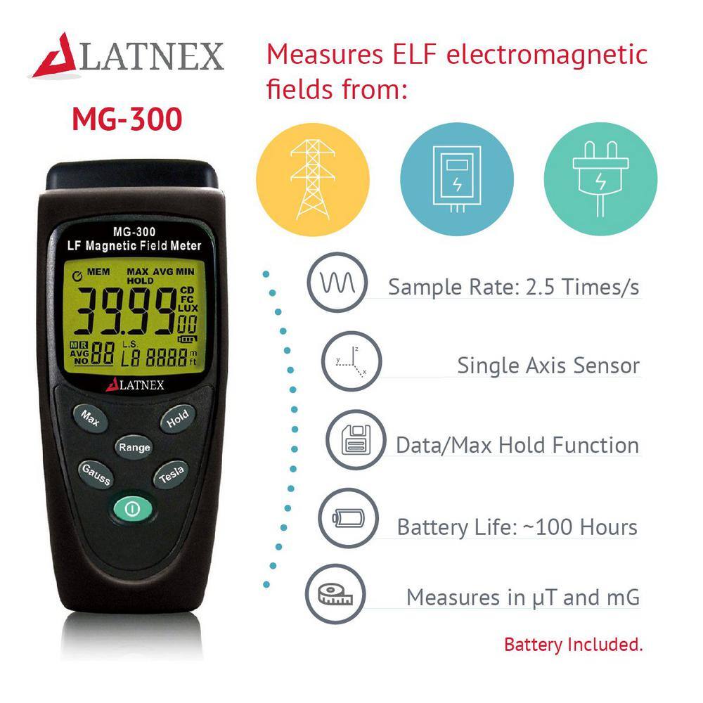 LATNEX MG-300 Gauss and Magnetic Field Meter MG-300