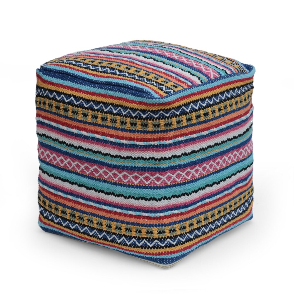 Hamler Boho Handcrafted Peruvian Print Cube Pouf by Christopher Knight Home