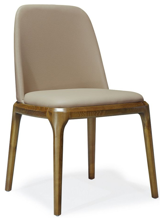 Courding Dining Chair  Tan and Walnut  Set of 2   Midcentury   Dining Chairs   by Kolibri Decor  Houzz