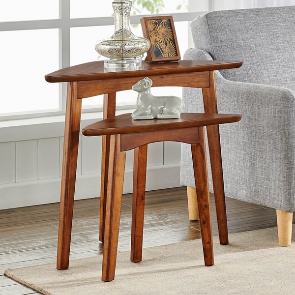 Carson Carrington Yttertanger 24-inch Mid-Century Wood Triangular Nesting End Table (Set of 2)