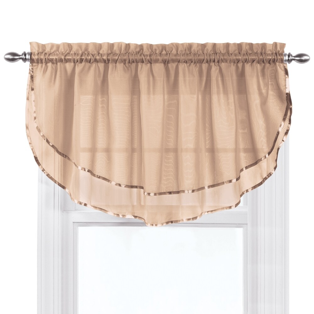 Elegance Sheer Fabric Rod Pocket Top Ascot Window Valance   7.000 x 5.750 x 1.250