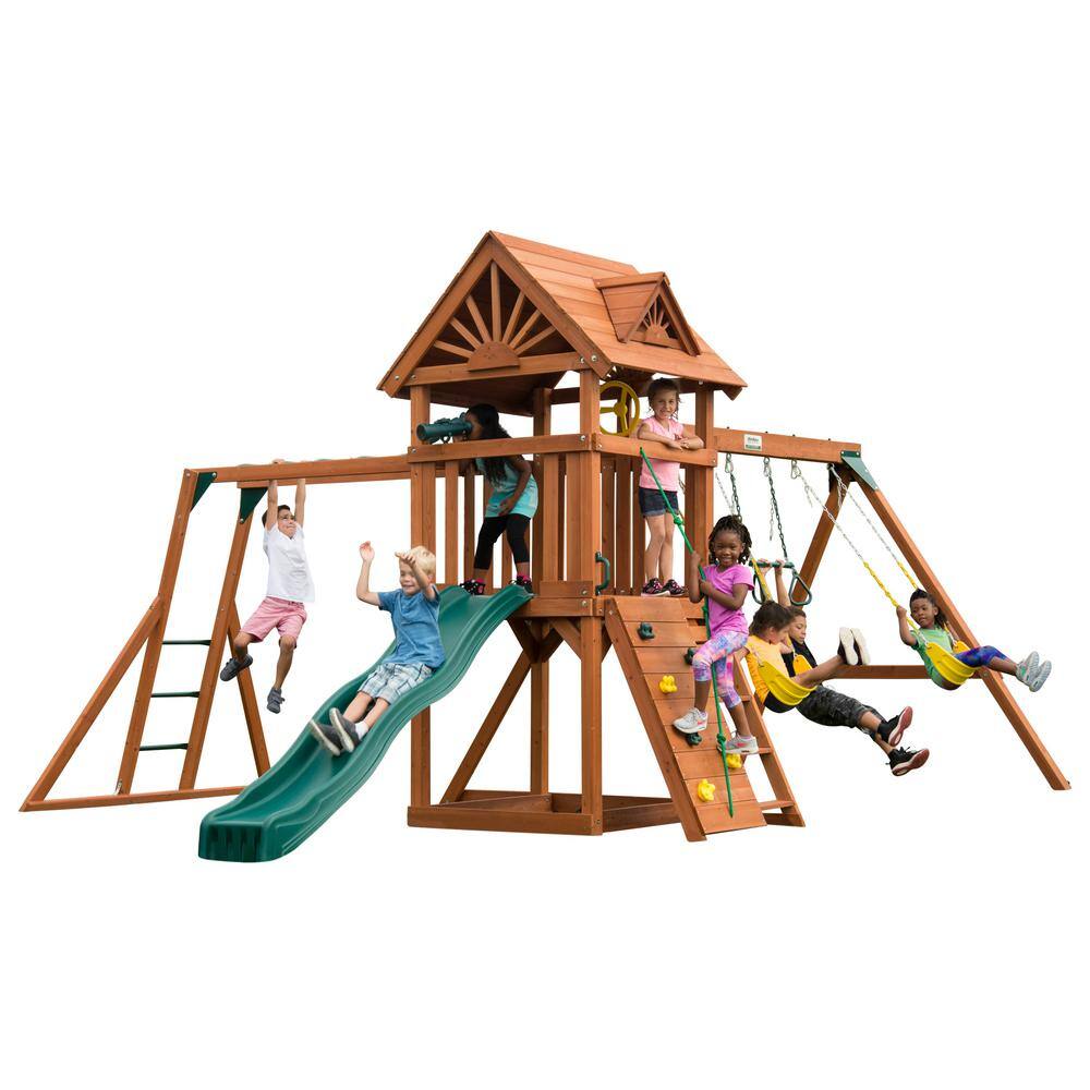 Swing-N-Slide Playsets DIY Sky Tower Plus Complete Wooden Outdoor Playset with Monkey Bars Slide and Backyard Swing Set Accessories 4118