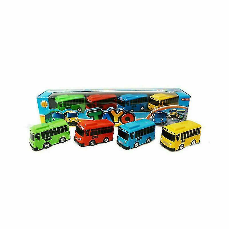 4pcs Toy Set Children Kids Educational Gift Mini Tayo The Little Bus Cartoon Car