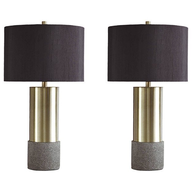 Set Of 2 Jacek Table Lamps Gray brass Signature Design By Ashley