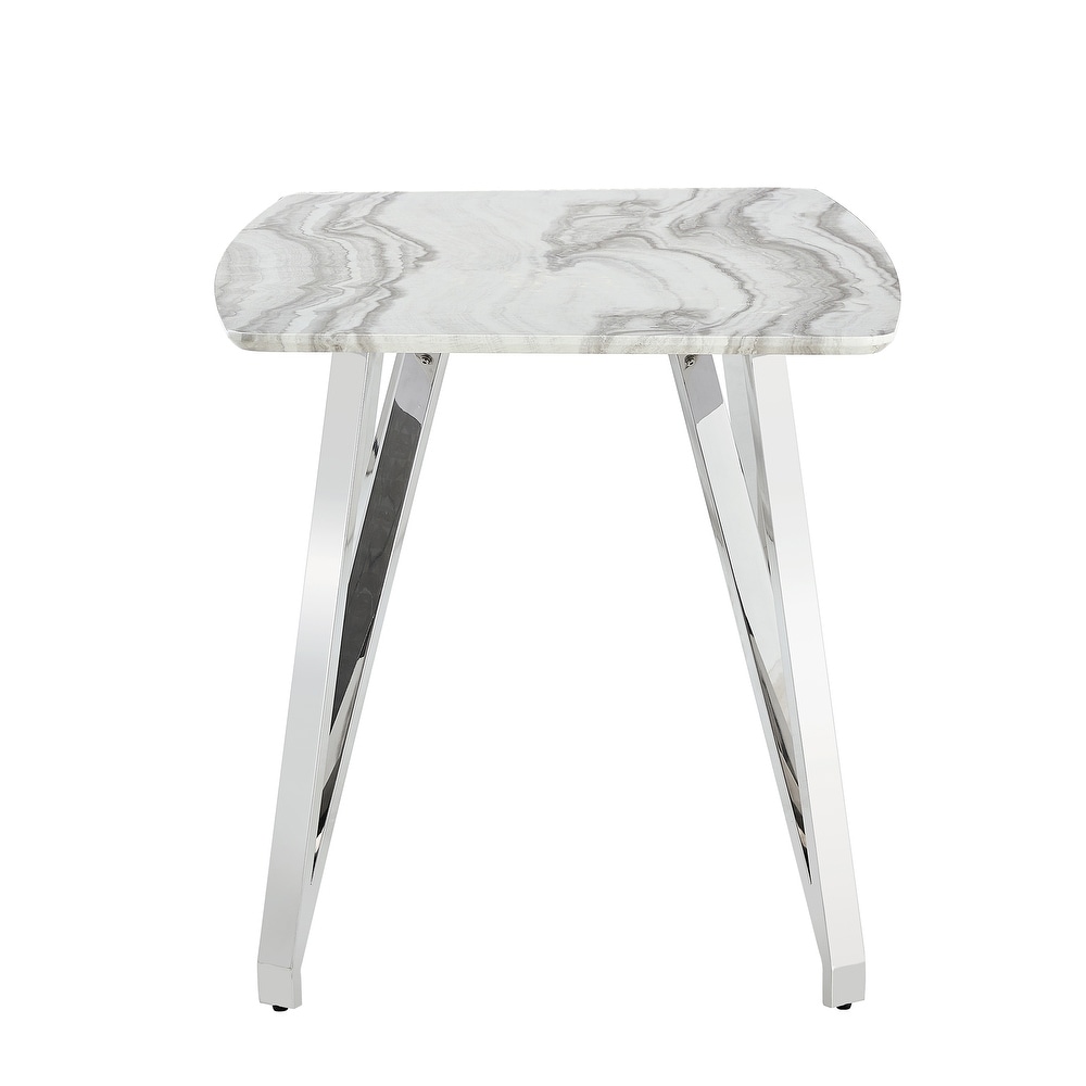 MDF Top Dining Table with stainless steel legs