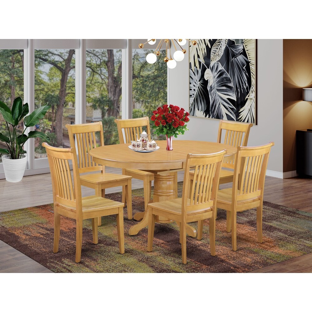 East West Furniture Modern Dining Table Set  an Oval Wooden Table and Dining Room Chairs  Oak (Pieces   Seat Options)