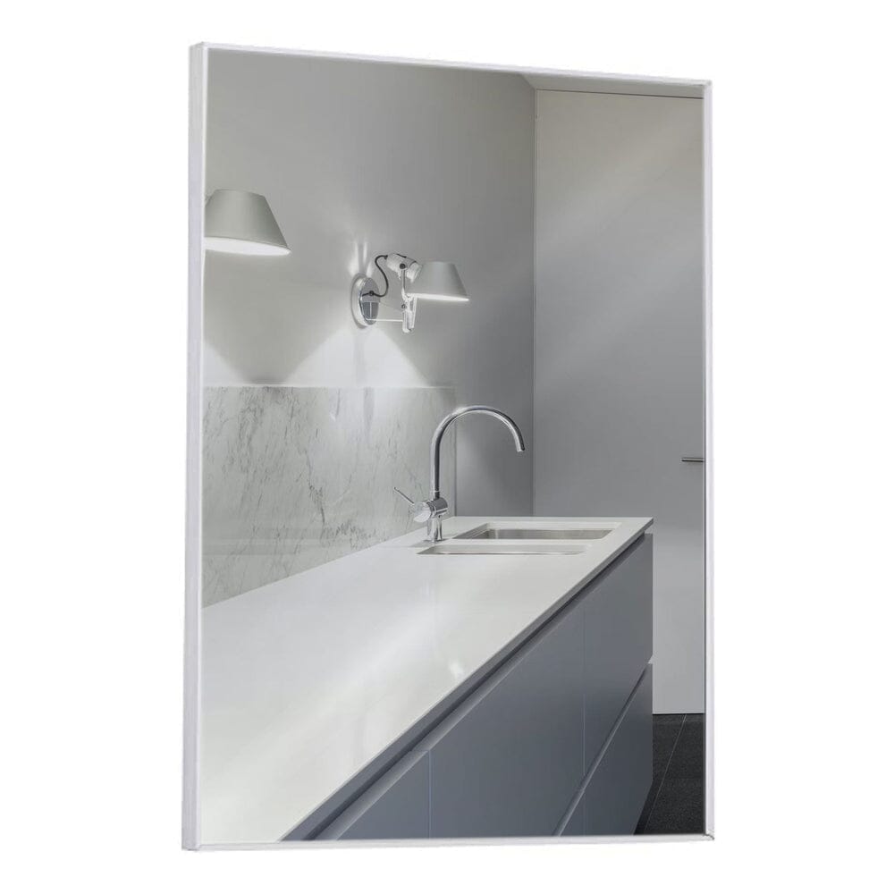 Silver Brushed Metal Vanity Mirror Simple Edge Mirrors 22