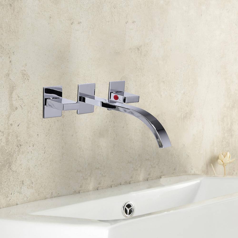 Satico 2-Handle Wall Mount Bathroom Faucet in Chrome HC6028