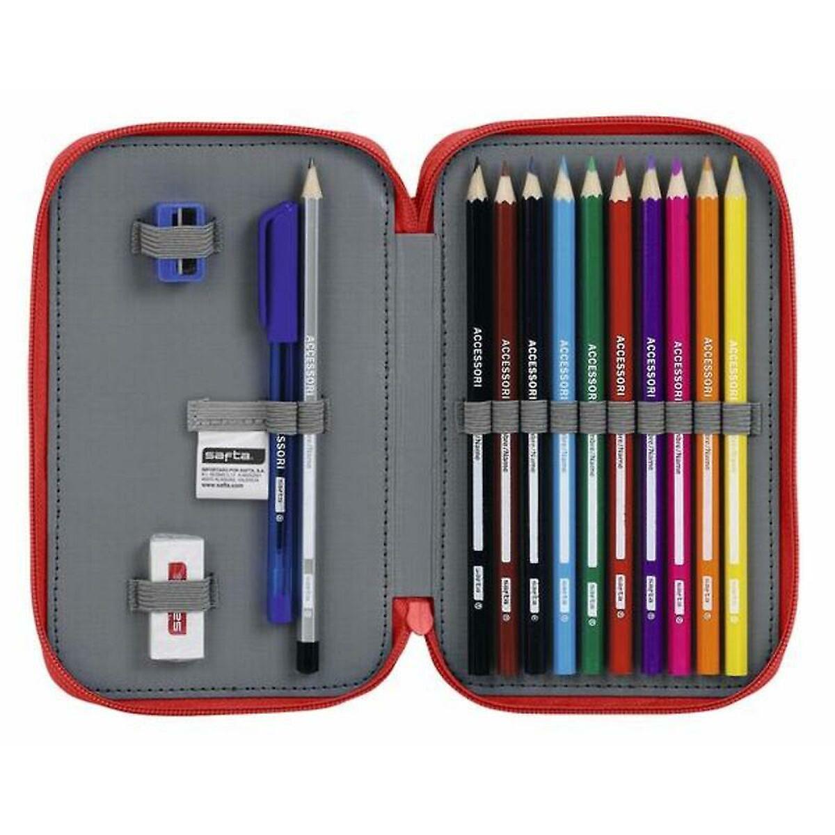 Double Pencil Case Real Sporting de Gijón Red Sporting 28 Pieces 12.5 x 19.5 x 4 cm