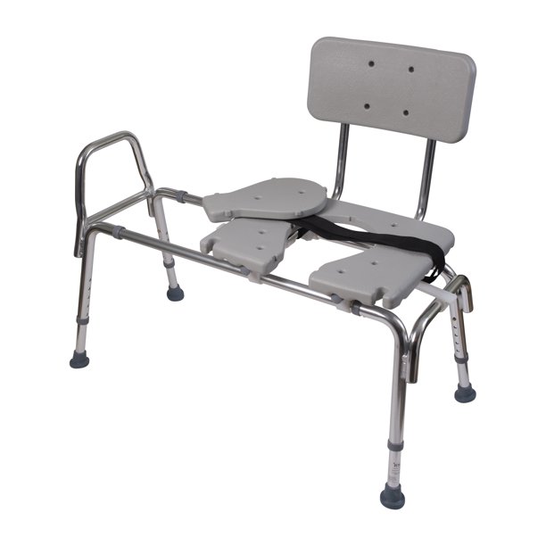 DMI Tub Transfer Bench and Sliding Shower Chair， Heavy Duty Non Slip Aluminum Body and Seat