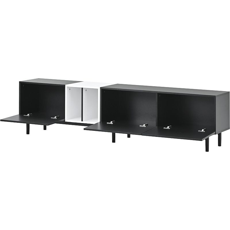 F.C Design Modern TV Stand for 80'' TV with 3 Doors， Media Console Table， Entertainment Center with Large Storage Cabinet - Ideal for Living Room or Bedroom - Sleek Design， Ample Storage， Easy Organization