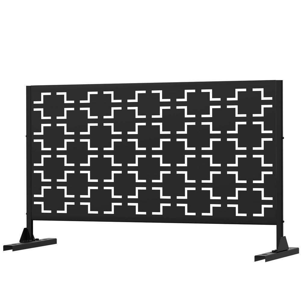 FENCY 47.2 in. H x 23.6 in. W Galvanized Metal Outdoor Privacy Screen Panel Garden Fence in Black HD-A-GE04018