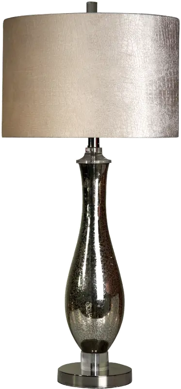 32 Inch Steel and Mercury Glass Table Lamp