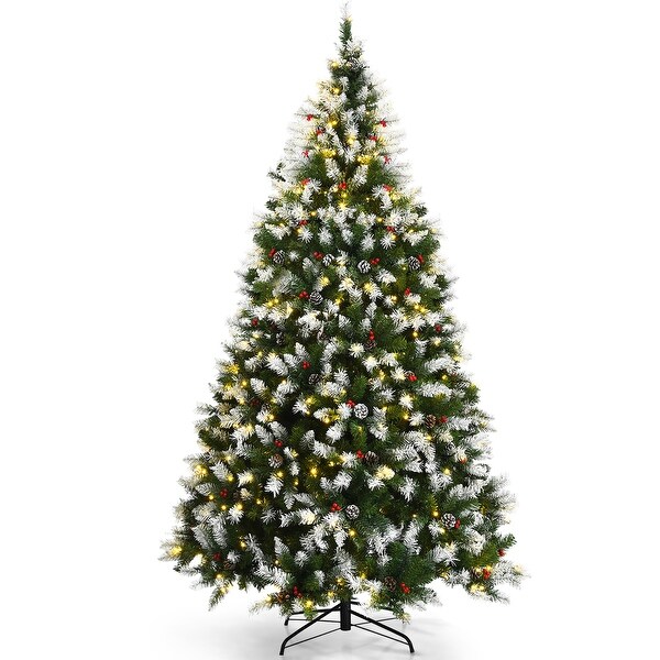 Costway 6ft/7.5ft/9ft Prelit Snowy Christmas Tree 818/1398/2058 Tips