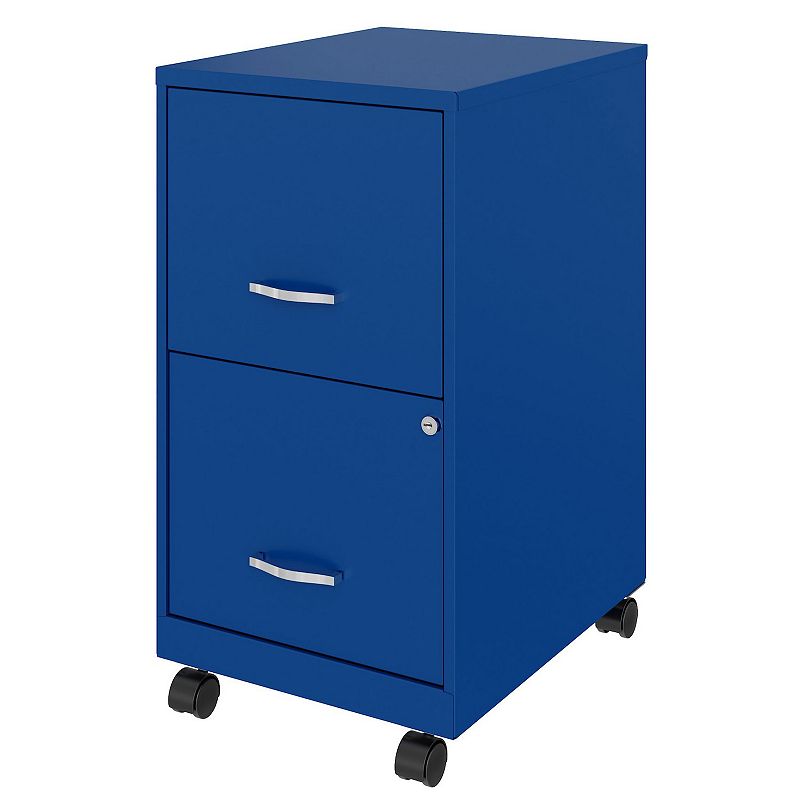 Space Solutions 18 Inch Wide 2 Drawer Mobile Organizer Cabinet for Office， Blue