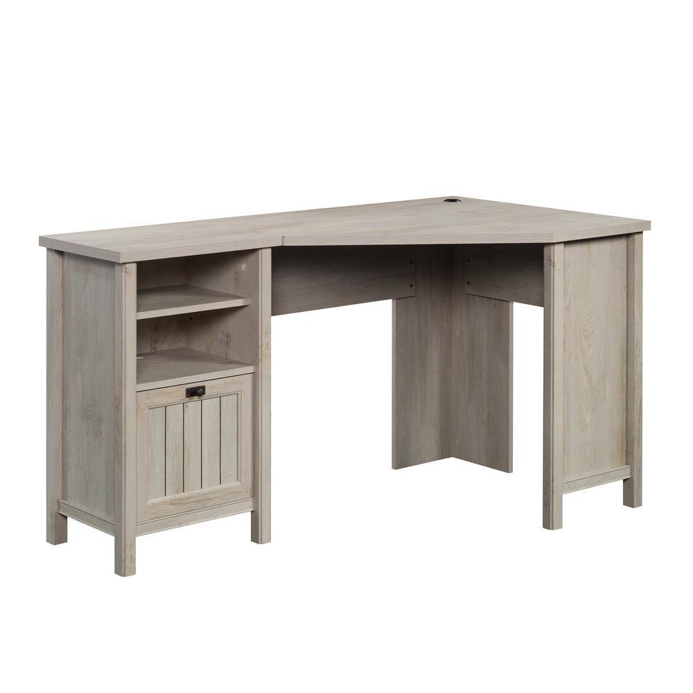 SAUDER Costa 55.394 in. Chalked Chestnut Corner Computer Desk with File Storage 430237