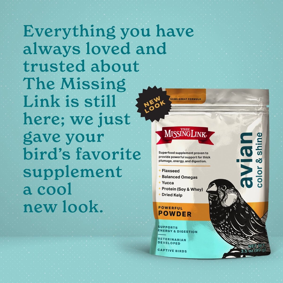 The Missing Link Superfood Powders Avian Color and Shine Bird Supplement