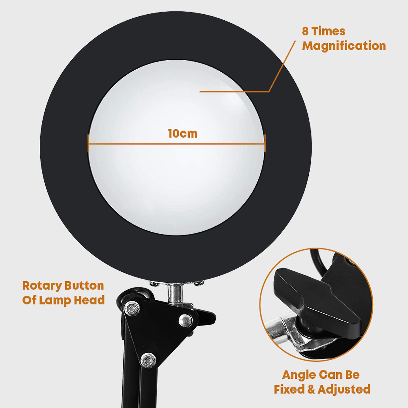 USB Crank Arm 5X Magnifying Glass Clip Light Repair Lamp