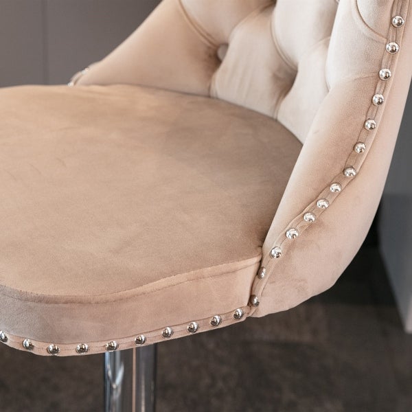 Swivel Velvet Barstools Adjusatble Seat Height