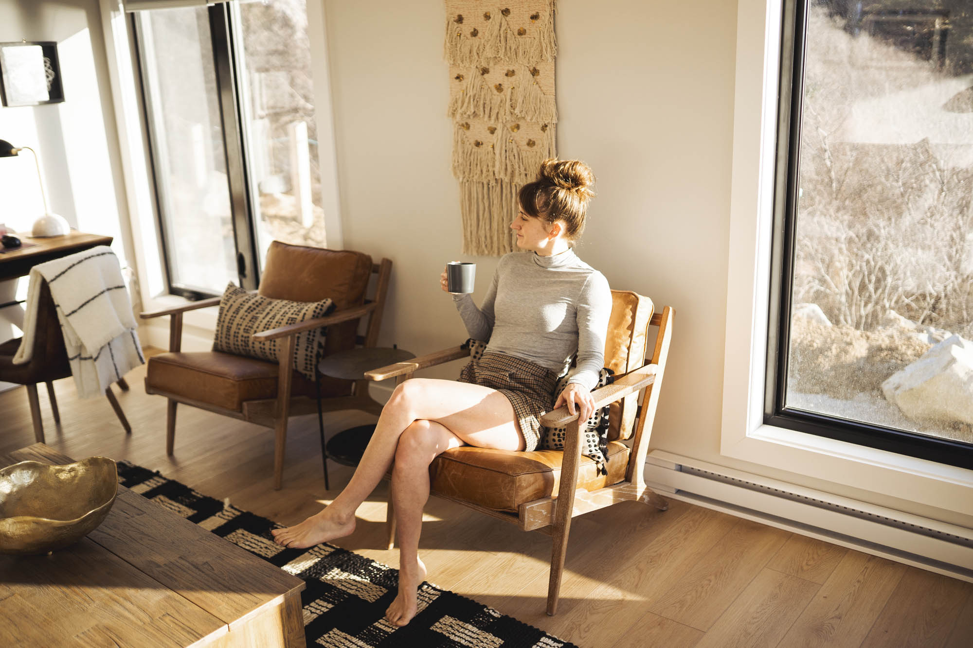 Junior Arm Chair - Camel Brown Leather