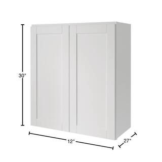 Hampton Bay Westfield Feather White Shaker Stock Assembled Wall Kitchen Cabinet (27 in. W x 12 in. D x 30 in. H) F11W2730B