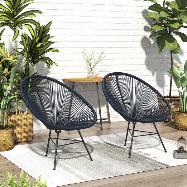 Corvus Sarcelles Acapulco Modern Wicker Bistro Chairs(Set of 2)