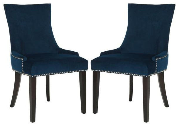 De De 19  x27 x27h Dining Chair set of 2 Silver Nail Heads Navy   Transitional   Dining Chairs   by Love Sofa  Houzz