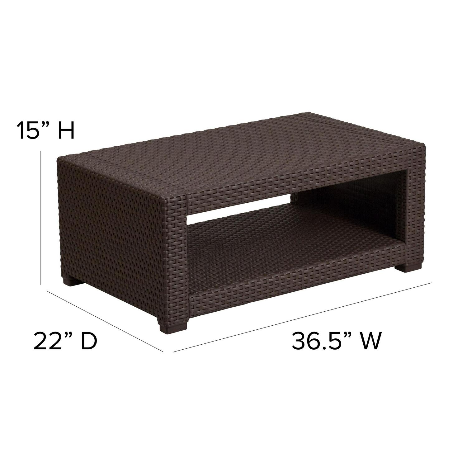 Flash Furniture Chocolate Brown Faux Rattan Coffee Table