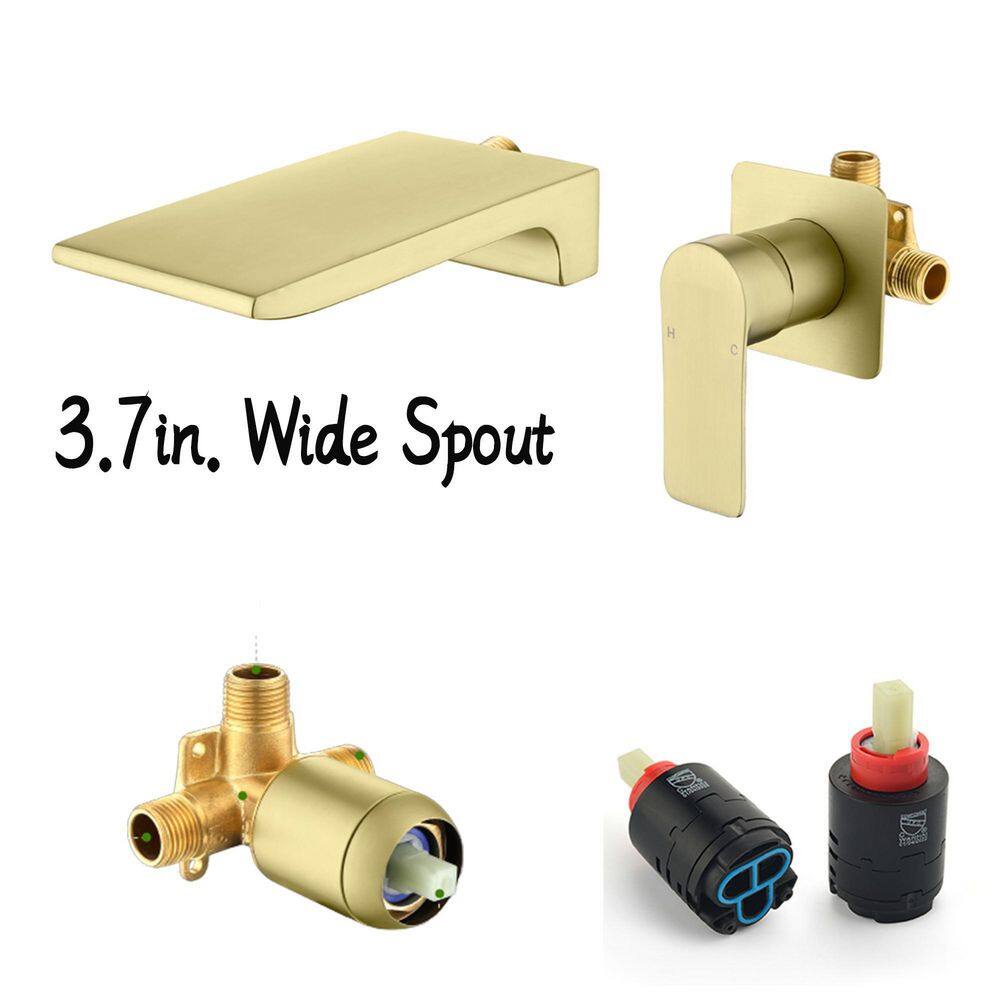 UKISHIRO Miko Single-Handle High Pressure Wall Mounted Waterfall Bathroom Faucet in Brushed Gold SMD00JI22052715