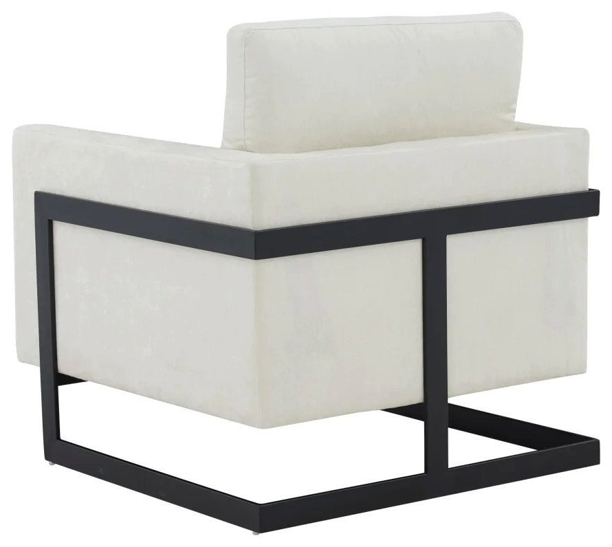 Harry Contemporary Cream Fabric and Black Metal Accent Chair   Transitional   Armchairs And Accent Chairs   by Rustic Home Furniture Deco  Houzz