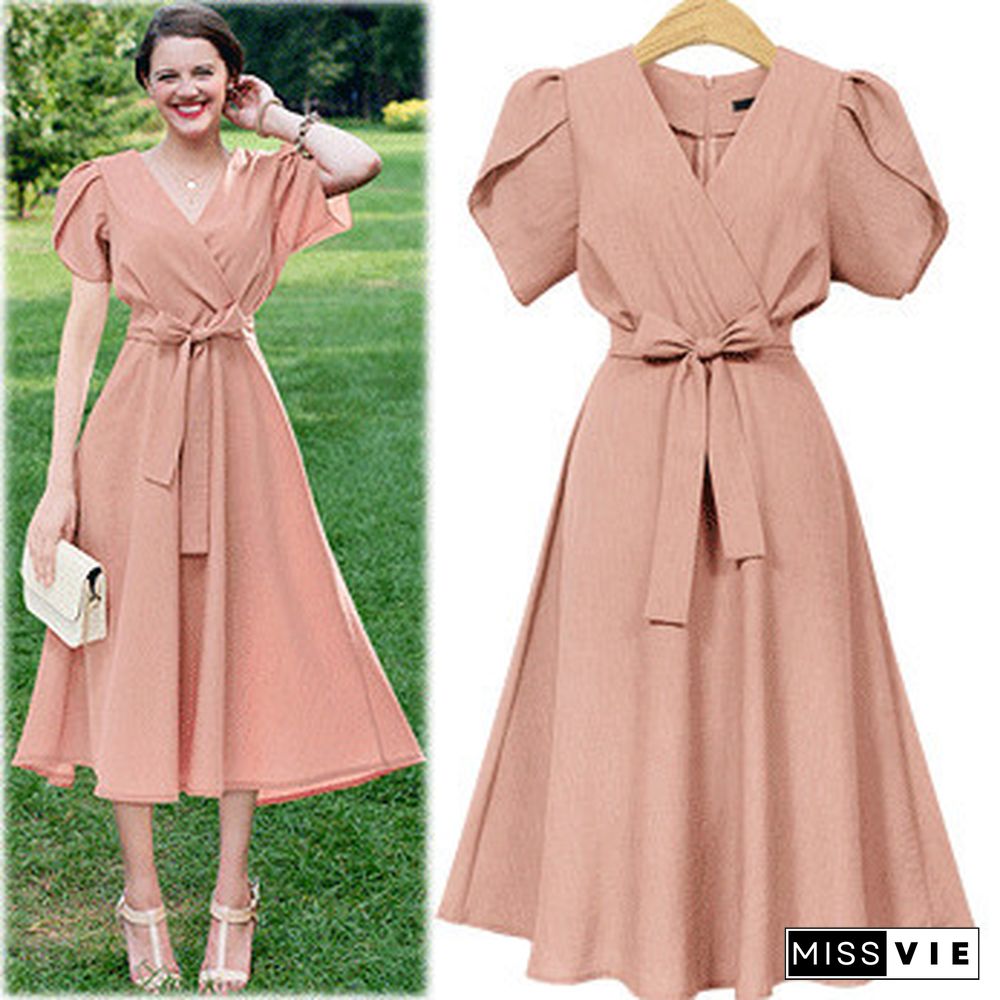 Large Size Women's Stitching Slim Dress Elegant In Summer