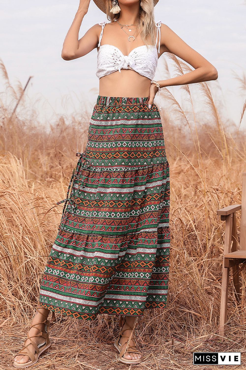 High Waist Geometry Print Skirt Dress